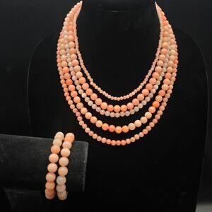 Talbot's Orange Glass Beaded Layered Necklace Bracelet Set